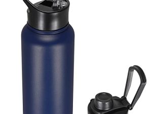 VQRRCKI 32 oz Stainless Steel Insulated Water Bottles with 2 Lids