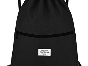 LIVACASA Drawstring Backpack Gym drawstring Bag Sports for Men Women All Black 2