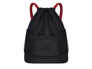Pieezma Water Resistant Drawstring Backpack String Bag Sports Gym Sackpack with Side Pockets for Men Women One Size