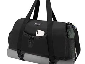 Sport Duffle Bag for Men Women Lightweight Sport Gym Bag Travel Carry on Bag with Wet & Dry Separation Gym Duffle Bag Water-Resistant Yoga Bag Workout Gym Bag with Shoes Compartment Black