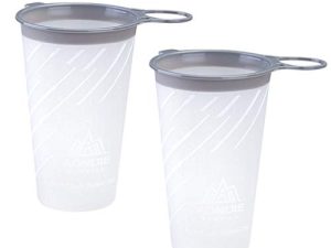AONIJIE 2 Pcs Sports Collapsible Water Bottle BPA Free + 2 Pcs Replacement Straws Lid - TPU Soft Drink Water Kettle Foldable Flask for Hiking Bicycling Running Climbing (White)