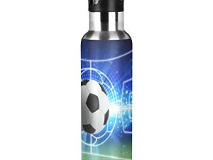 Sport Ball Football Galaxy Soccer Sport Water Bottle with Straw