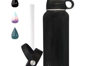 Stainless Steel Insulated Water Bottle with 2 Lids-straw Lid and Rotate Lid Vacuum Sports Water Bottle for Men