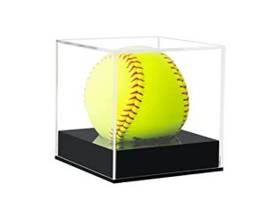 Arcylic Softball Display Case Softball Holder Stand Championship Square Box UV Protected Clear Display Cube for Official 12 Inches Softball Sports Ball Storage Collections