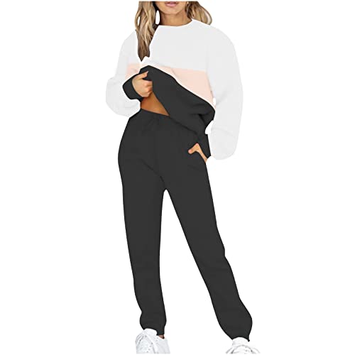 LADIGASU Tracksuits for Women Set 2 Piece Casual Solid Color Sweatshirt Pants Loose Crewneck Sport Suit Sets LADIGASU Tracksuits for Women Set 2 Piece Casual Solid Color Sweatshirt Pants Loose Crewneck Sport Suit Sets