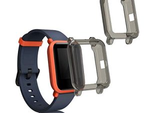 kwmobile 2-Pack Fitness Tracker Frame Compatible with Huami Amazfit Bip S/Bip S Lite - Case Sport Tracker TPU Silicone Cover - Black/Transparent