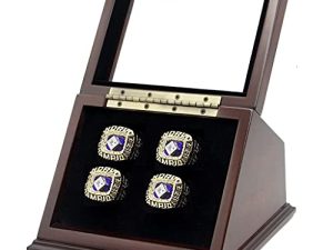 Wooden Display case Shadow Box for Sports Championship Rings from 1 Slot to 7 Slots with Glass Window - Rings are Not Included