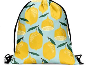 Drawstring Backpack Drawstring Bag String Bag Cinch Bag Sackpack Gym Sports Travel Backpack for Women Men Children Waterproof Lightweight Yoga Dance Bag Lemon Decor Lemon Party Favors