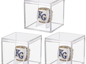 3 Pack Championship Ring Display Case Clear Acrylic Display Case Mini Baseball Softball Ring Display Case Single Ring Display Stand Holder 1 Slot Ring Hole Storage Box Gift for Sports Fans