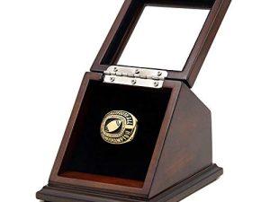 AKATTAK Championship Ring Display Case Box Real Wood and Framed Glass Lid |Single Stand 1 Slot| Gift for Sports Fans