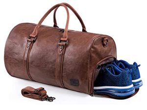 Leather Travel Bag with Shoe Pouch