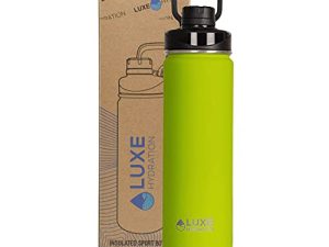 Luxe Hydration 22oz Triple-Wall Vacuum Insulated Sport Bottle - Wide Mouth Flask - Soft Touch Exterior