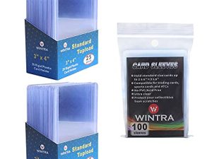 WINTRA 3" x 4" 50 Count 35pt Topload Hard Card Holder and 100 Count Penny Soft Card Sleeves Protectors Bundle for Trading and Sports Cards (50 topload + 100 Sleeves)