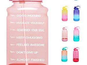 Elvira Half Gallon/64oz Motivational Time Marker Water Bottle with Straw & Protective Silicone Boot