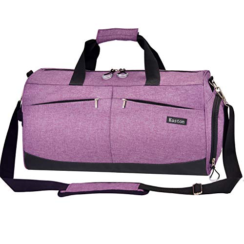 Kuston Sports Gym Bag with Shoes Compartment &Wet Pocket Gym Duffel Bag Overnight Bag for Men and Women-Purple Kuston Sports Gym Bag with Shoes Compartment &Wet Pocket Gym Duffel Bag Overnight Bag for Men and Women-Purple