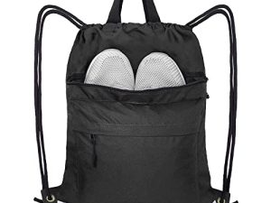 BeeGreen Drawstring Backpack Bag Sport Gym Sackpack with Inner and Side Zipper Pocket XLarge Cinch Backpack for Women Men