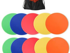 WUSHUANG 10 Inch Poly Vinyl Spot Markers- Non Slip Rubber Agility Markers Flat Field Cones Floor Dots-for Exercise Drills