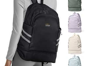 coofay Gym Backpack For Women Waterproof Backpack With Shoe Compartment Lightweight Travel Backpack Black Sports Backpack Large Gym Bag