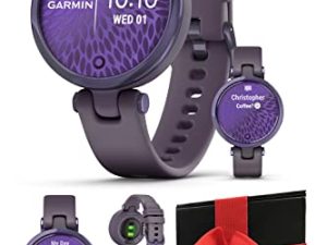 PlayBetter Garmin Lily Sport (Midnight/Deep Orchid) Women's Fitness Smartwatch Gift Box Bundle | Includes Car/Wall Adapters & Hard Case | Ladies Watch | Stylish