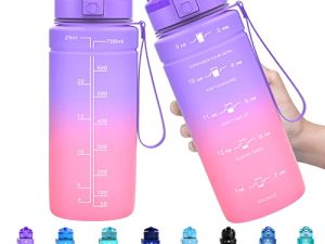 ZOUNICH Tritan BPA Free Water Bottle with Time Marker - 32oz/24oz/17oz Leakproof Motivational Sports Water Bottles to Ensure You Drink Enough Water Throughout The Day for Fitness and Outdoor Activity