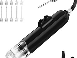 BOMPOW Ball Pump Basketball Air Pump - Ball Pump for Sports Balls with 10pcs Needles & 2pcs Nozzles for Soccer