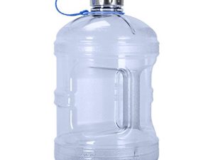 Geo Sports Bottles 1 Gallon BPA Free Reusable Leakproof Sports Water Bottle Jug with Handle Includes 48mm Stainless Steel Lid (Natural Blue)