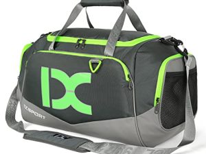 Sports Gym Bag，INOXTO Travel Duffel Bag with Dry Wet Pocket And Shoe Compartment For Women and Men，40L Fitness Waterproof Weekender Bag For Swim Sports Travel Working Out (Gray green)