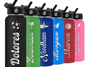 Personalized Water Bottle with Straw Lid for School