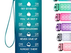 MEITAGIE 32oz Motivational Water Bottle with Time Marker & Fruit Strainer