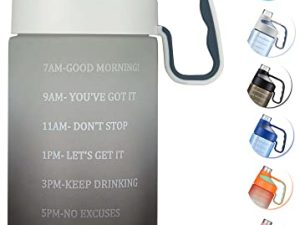 JINLIBUS Half Gallon Water Bottle with Time Marker& Removable Straw Leakproof Tritan BPA Free Water Jug with Times to Drink for Fitness and Outdoor Sports