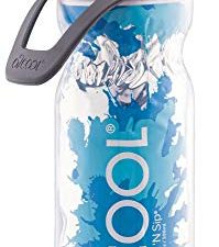 O2COOL Mist 'N Sip Misting Water Bottle 2-in-1 Mist And Sip Function With No Leak Pull Top Spout (Blue Splash)