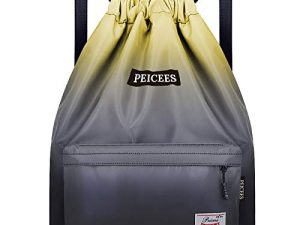 Peicees Waterproof Drawstring Sport Bag Lightweight Sackpack Backpack for Men and Women