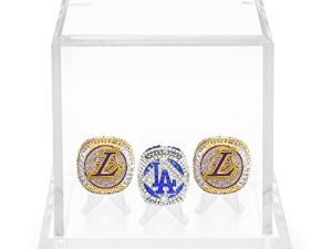 LeaZoole Acrylic Championship Ring Display Case Box for 3 Rings