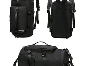 Gym Bag for Men and Women Sports Duffle bag Travel Backpack Weekender Overnight Bag with Shoes Compartment Black - MIYCOO