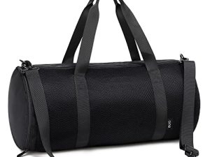 Gym Duffle Bag for Sports Women: Large Travel Bags for Men Sport Yoga Tote for Ladies Waterproof Duffel with Shoulder Strap for Boys Carry on Weekender Bag with Shoe Compartment for Exercise (Black)