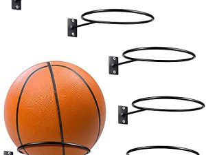 Threan Mounted Ball Wall Storage Display Ball Storage Universal Ball Rack Metal Ball Holder Black Ball Rack Holder for Basketball Football Volleyball Soccer Storage Display
