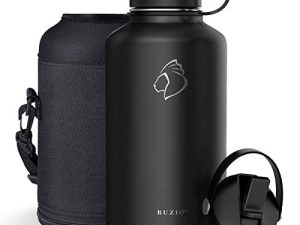 BUZIO Vacuum Insulated Stainless Steel Water Bottle 64oz (Cold for 48 Hrs/Hot for 24 Hrs) BPA Free Double Wall Travel Mug/Flask for Outdoor Sports Hiking