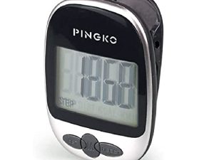 PINGKO Track Steps Multi-Function Portable Sport Pedometers Step/Distance/Calories Counter Fitness Tracker - Black