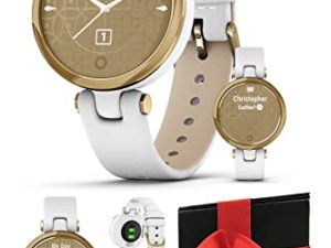 PlayBetter Garmin Lily Classic (Light Gold/White) Women's Fitness Smartwatch Gift Box Bundle | Includes Car/Wall Adapters & Hard Case | Ladies Watch | Stylish