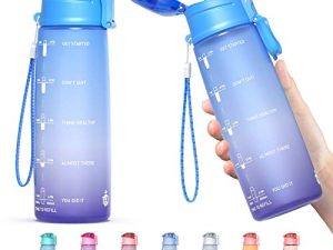 Y&3 32oz Motivational Fitness Sports Water Bottle With Time Marker