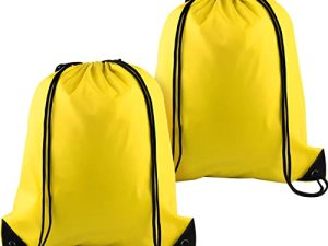 KUUQA 2 Pcs Yellow Drawstring Backpack Drawstring Bag Bulk Sports Cinch Bags String Backpack Storage Bags for Gym Traveling