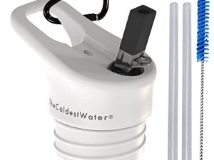 The Coldest Water Insulated Standard Mouth Size 2.0 - Hydro Sports Straw Cap Flip Top Lid - Multi-Compatible with Standard Flask Mouth Size Stainless Steel Water Bottles