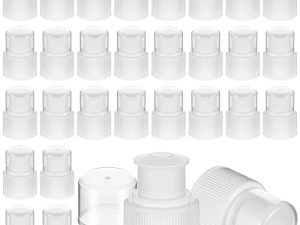 Yulejo 30 Pieces Plastic Push Pull Replacement Caps 28 mm Twisted Sport Bottle Lid Reusable Water Bottle Cap Non Spill Screw Tops for Water Bottles Soda Bottles