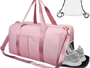 ICEIVY Gym Duffle Bag Dry Wet Separated Gym Bag Sport Duffle Bag Training Handbag Yoga bag with Extra Drawstring Backpack (pink)