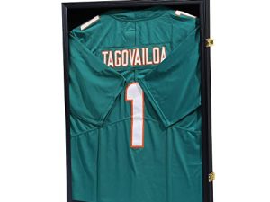 JDECO Jersey Frame Display Case Jersey Display Frame Shadow Box for Jersey Display Case with Acrylic Anti Fade Uv Protection Gold Locks for Baseball Basketball Football Soccer Hockey Sport Shirt Black