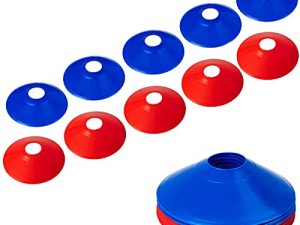 10Pcs Pro Disc Cones - Training Cones Agility Soccer Cones with Carry Bag for Training Soccer Football Basketball Kids and Other Sports and Games (Blue&Red Thickened Version 24g)