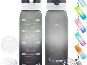 Scinyee Fitness Sports Water Bottle with Time Marker