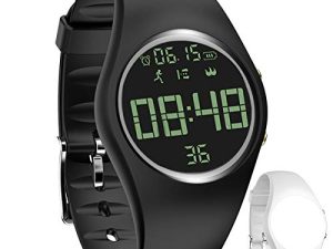 feifuns Smart Watch Non-Bluetooth Kids Pedometer Watch Sport Wristband IP68 Water-Resistant Step Counter Fitness Tracker with Step/Distance/Calorie/Clock/Timer for Walk Kid Men Women (Black+Band)