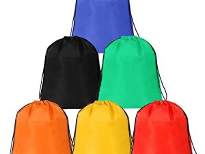 SerDa-Run 6PCS Drawstring Backpack String Bag Beach Daypack Bags Bulk X-Large Sports Cinch Sack Gym String Bags Machine Washable