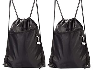 2 Pieces Drawstring Bag with Zipper and Pockets